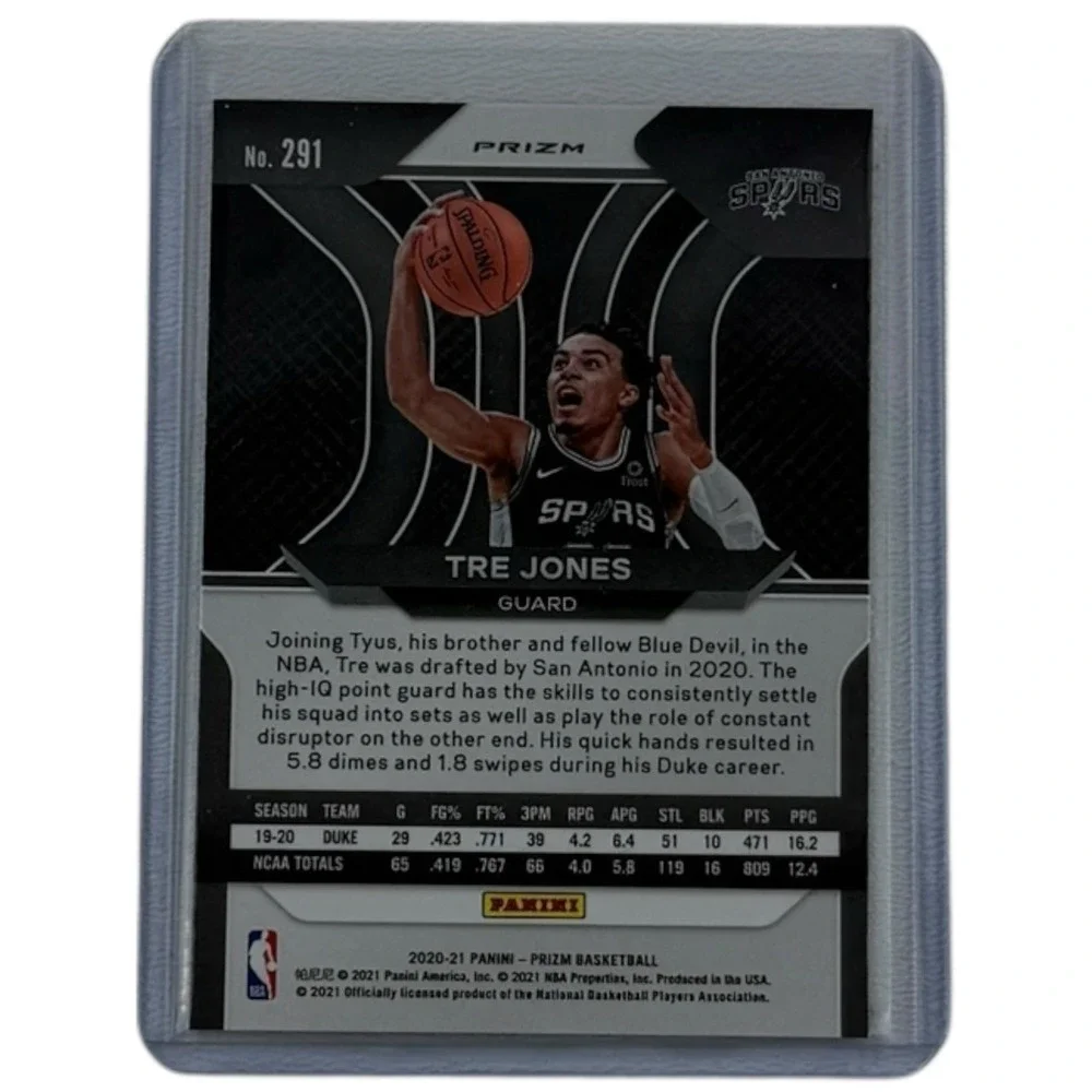 2020-21 Panini Prizm Tre Jones Red Wave Prizm Rookie RC #291‎ San Antonio Spurs
